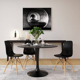 Velets Set of 4 Black Eifel Modern Plastic Side Chairs with Wooden Legs